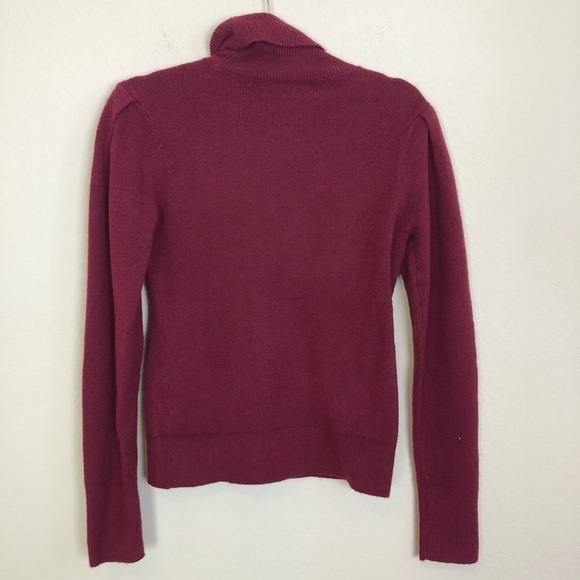 New Rachel Parcell Puff Shoulder Turtleneck Wool Blend Sweater in Red Cordavan - Picture 7 of 10